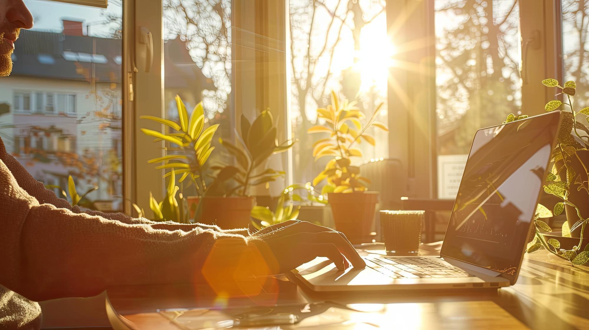Working indoors but finding the sun